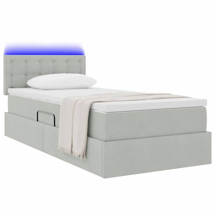 Letto con contenitore e LED Grigio chiaro 90 x 190 cm Velluto 3371481