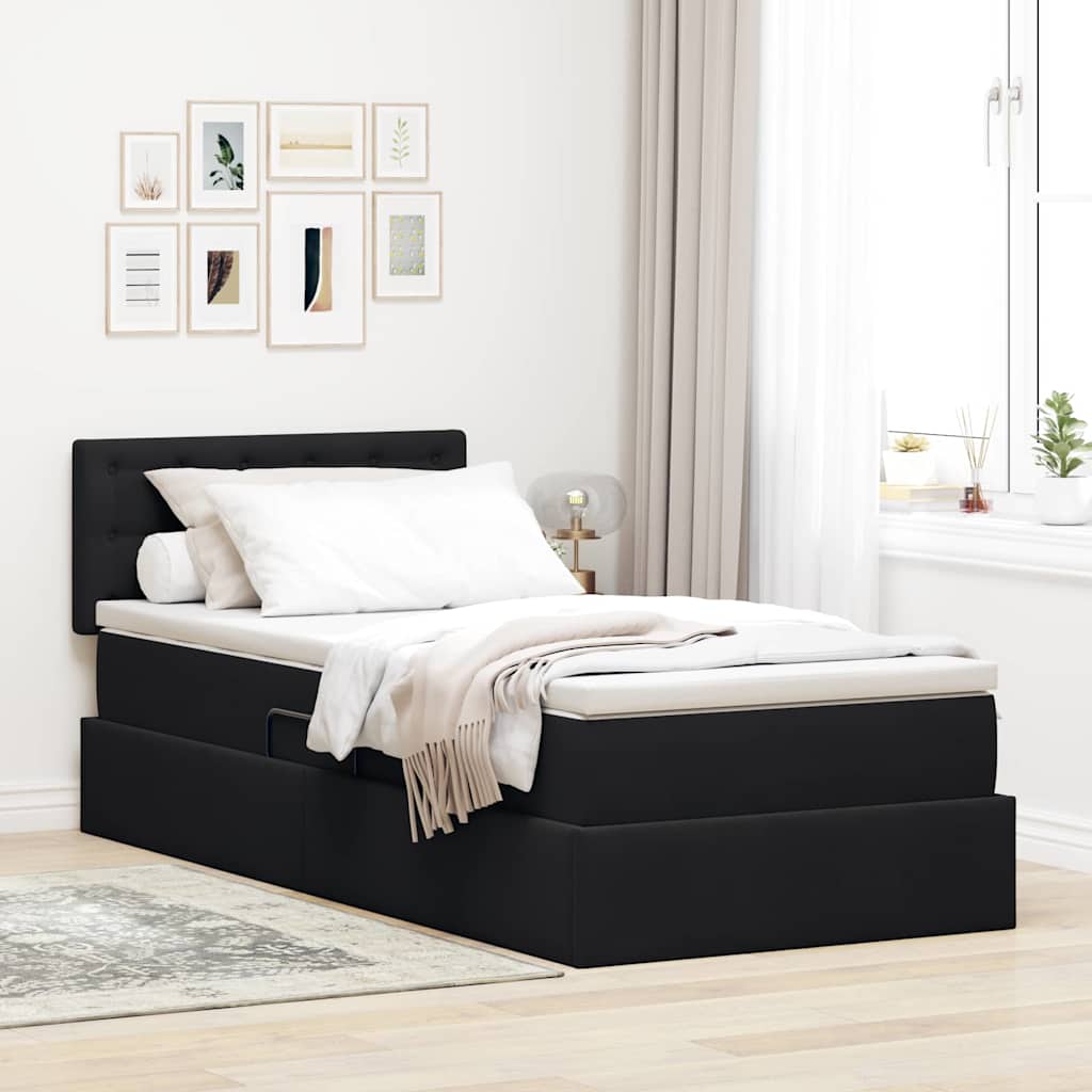 Letto con contenitore e LED con led Nero 90 x 200 cm Velluto 3371489