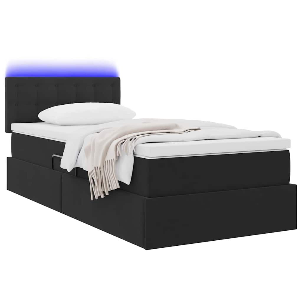 Letto con contenitore e LED con led Nero 90 x 200 cm Velluto 3371489