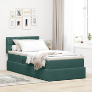 Letto con contenitore e LED Verde Scuro 90 x 200 cm Velluto 3371490
