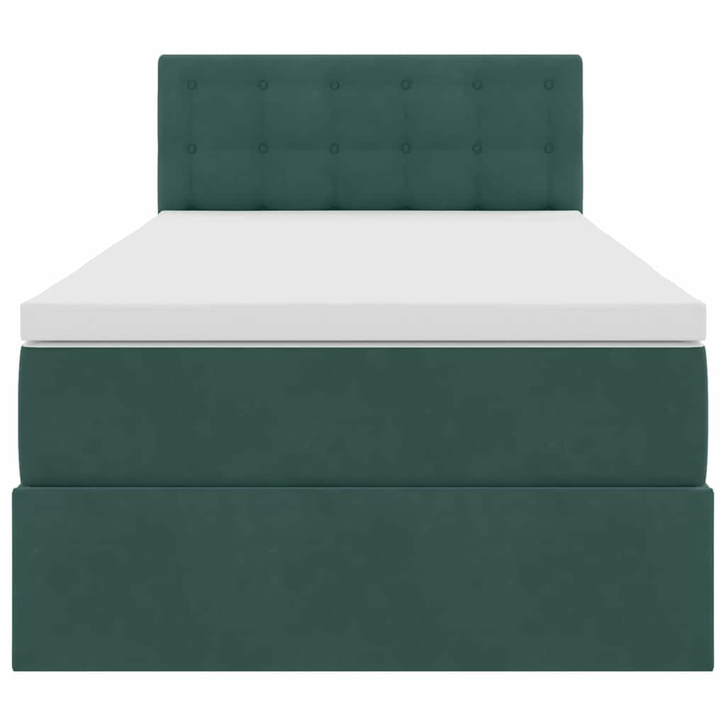 Letto con contenitore e LED Verde Scuro 100 x 200 cm Velluto 3371496