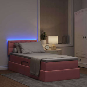 Letto con contenitore e LED con led Rosa 100 x 200 cm Velluto 3371498