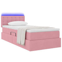 Letto con contenitore e LED con led Rosa 100 x 200 cm Velluto 3371498