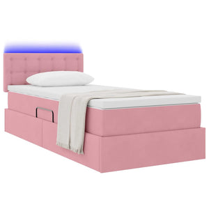Letto con contenitore e LED con led Rosa 100 x 200 cm Velluto 3371498