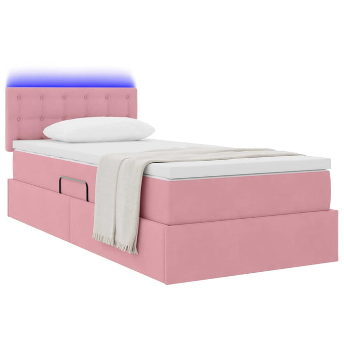 Letto con contenitore e LED con led Rosa 100 x 200 cm Velluto 3371498