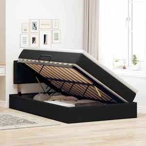 Letto con contenitore e LED Nero 120 x 190 cm Velluto 3371501