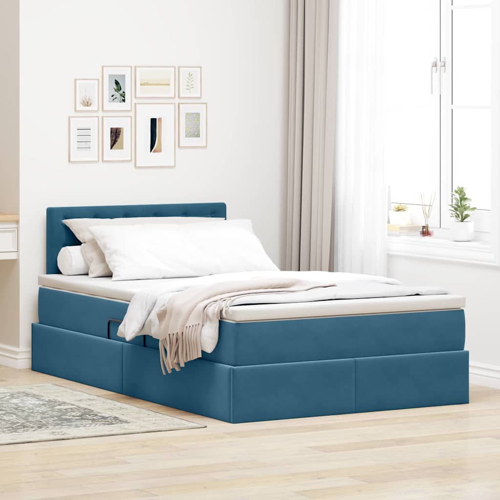 Letto con contenitore e LED Blu 120 x 190 cm Velluto 3371503