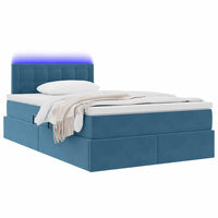 Letto con contenitore e LED Blu 120 x 190 cm Velluto 3371503