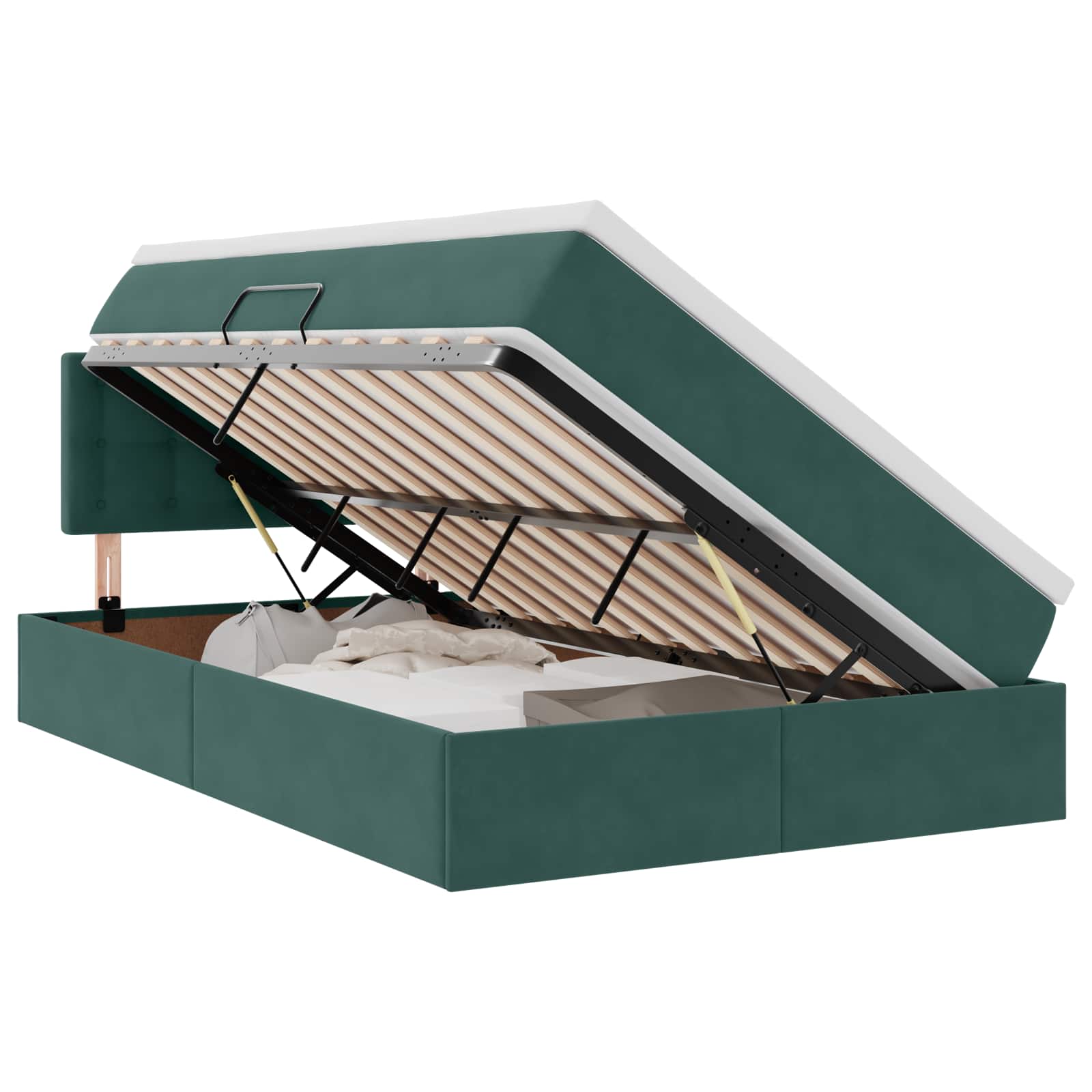 Letto con luci a strisce a LED Verde Scuro 120 x 200 cm Velluto 3371508