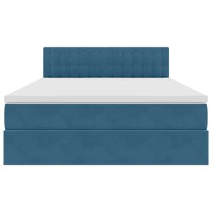 Letto con luci a strisce a LED Blu Scuro 140 x 190 cm Velluto 3371515