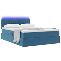 Letto con luci a strisce a LED Blu Scuro 140 x 190 cm Velluto 3371515