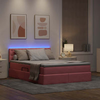 Letto con luci a strisce a LED Rosa 140 x 190 cm Velluto 3371516
