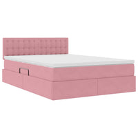 Letto con luci a strisce a LED Rosa 140 x 190 cm Velluto 3371516