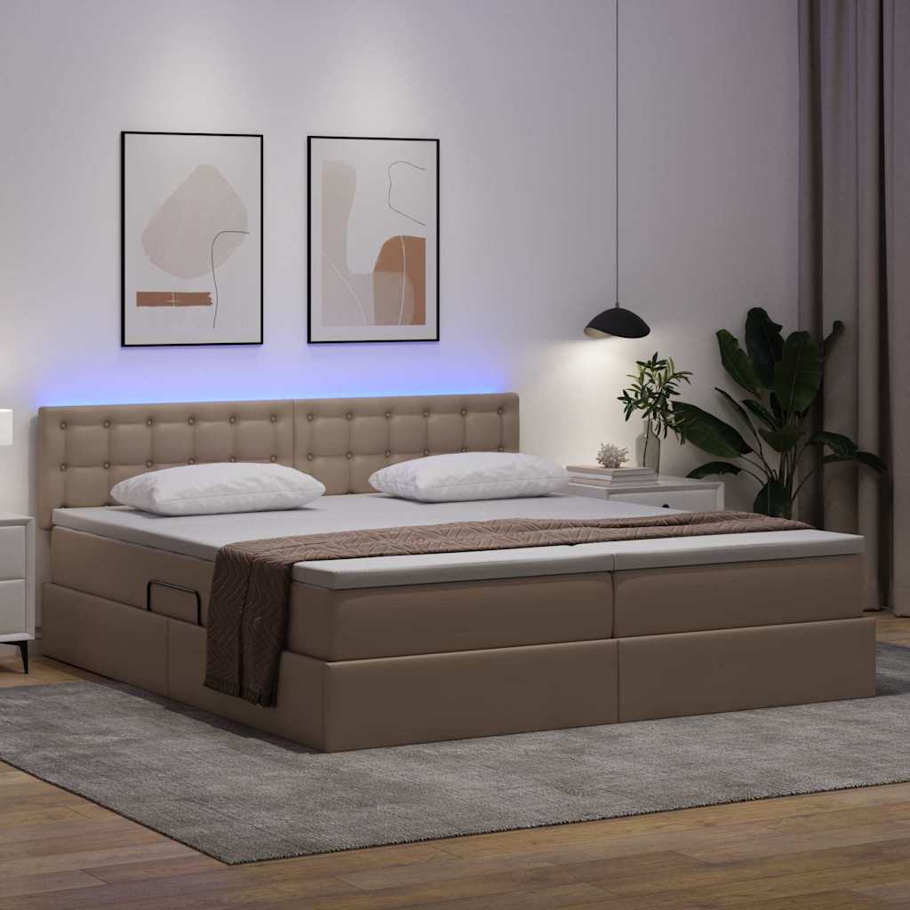 Letto con contenitore e LED con led Cappuccino 180 x 200 cm 3371544