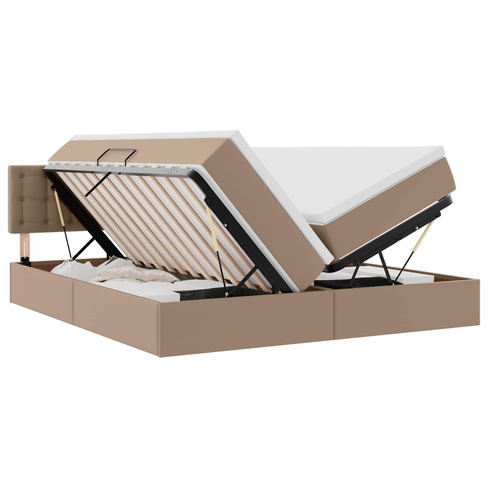 Letto con contenitore e LED con led Cappuccino 180 x 200 cm 3371544