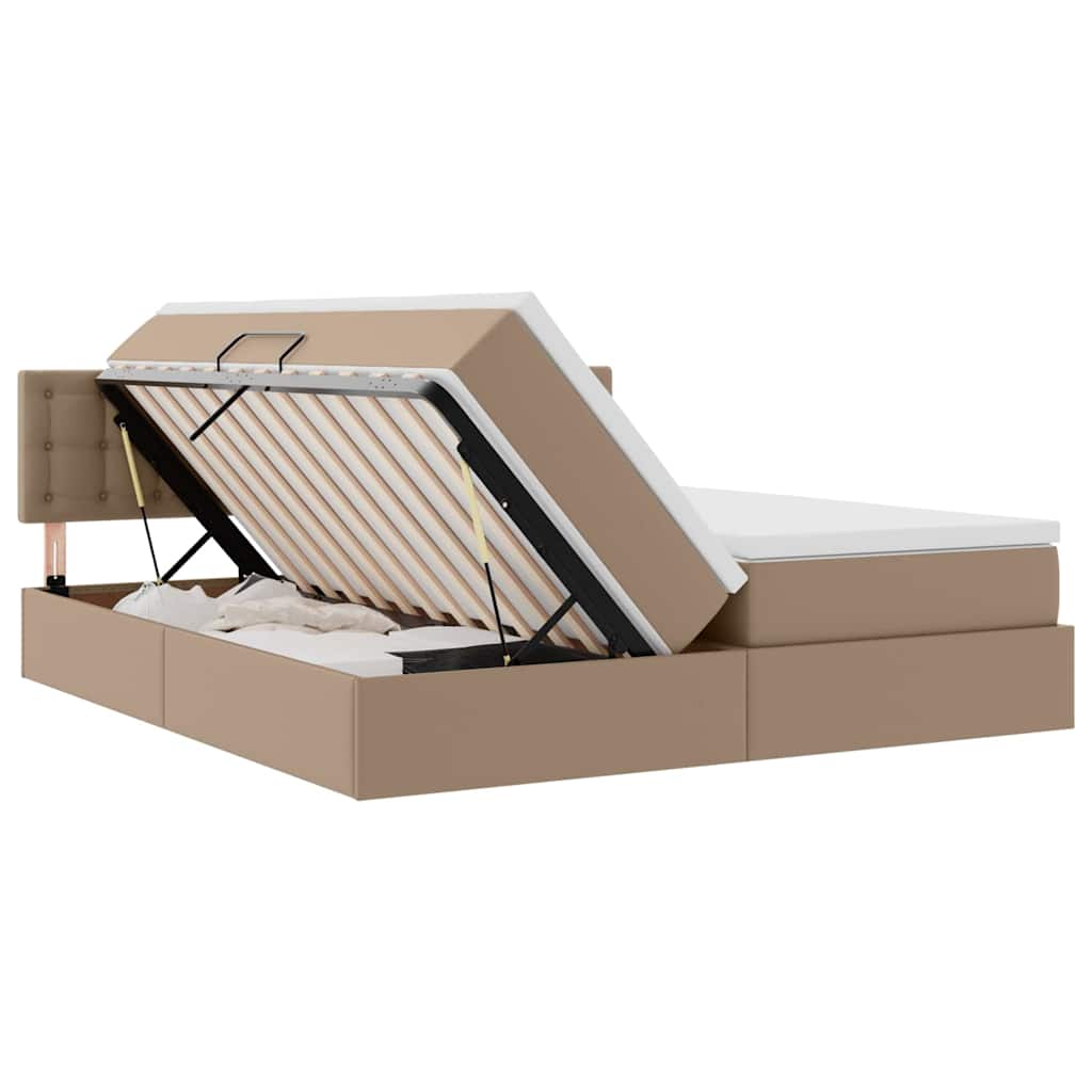 Letto con contenitore e LED con led Cappuccino 180 x 200 cm 3371544