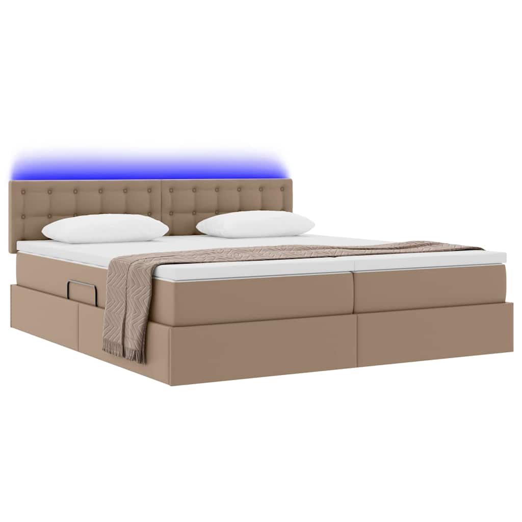Letto con contenitore e LED con led Cappuccino 180 x 200 cm 3371544