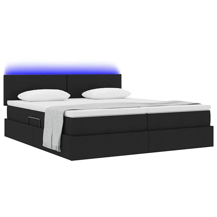 Letto con luci a strisce a LED Nero 200 x 200 cm Tessuto 3371557