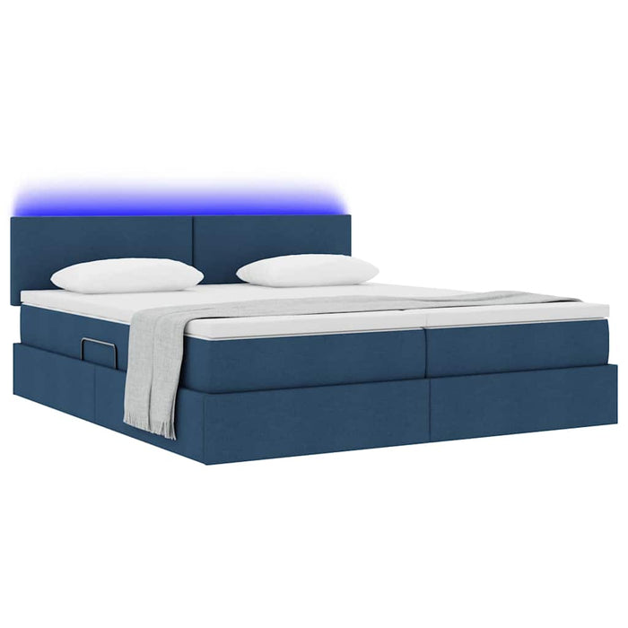 Letto con luci a strisce a LED Blu 200 x 200 cm Tessuto 3371560