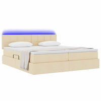 Letto con luci a strisce a LED Crema 200 x 200 cm Tessuto 3371571