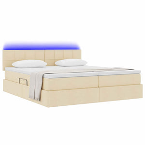 Letto con luci a strisce a LED Crema 200 x 200 cm Tessuto 3371571