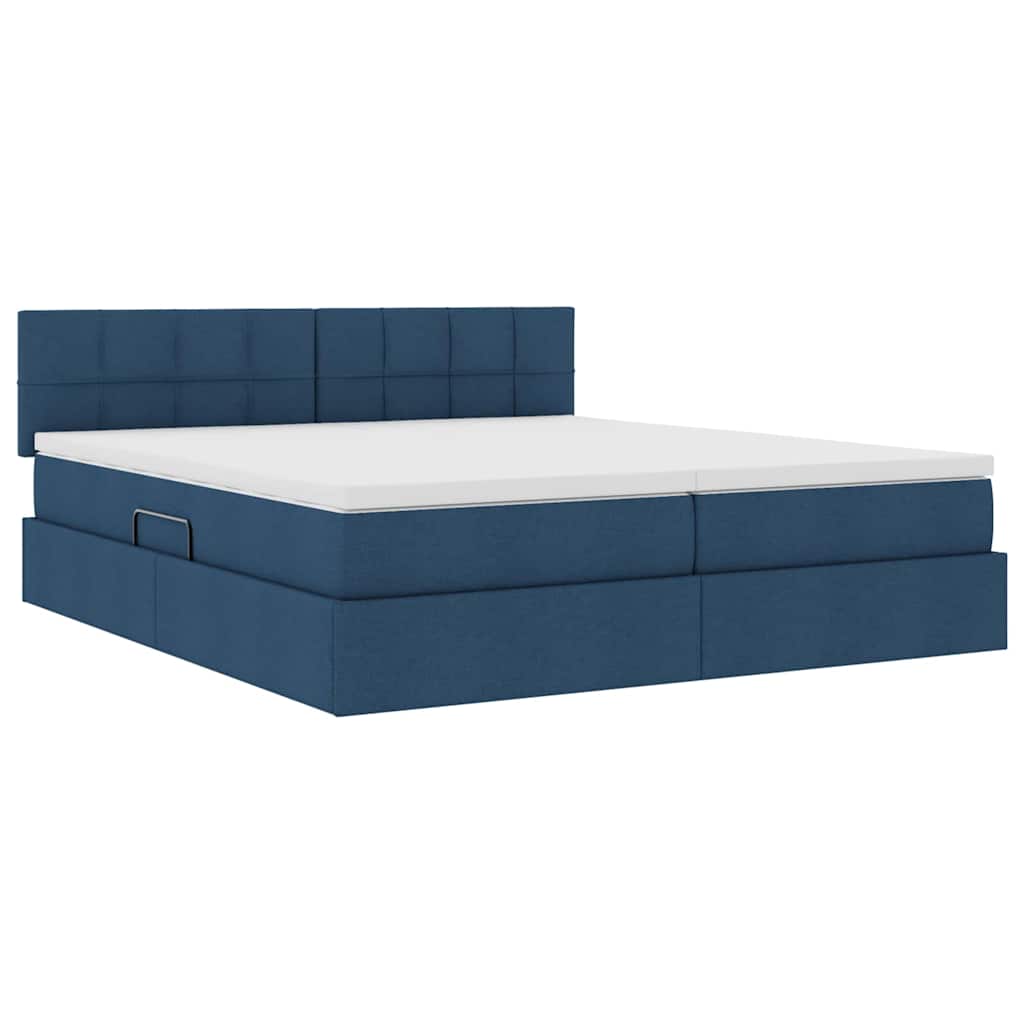 Letto con luci a strisce a LED Blu 200 x 200 cm Tessuto 3371572