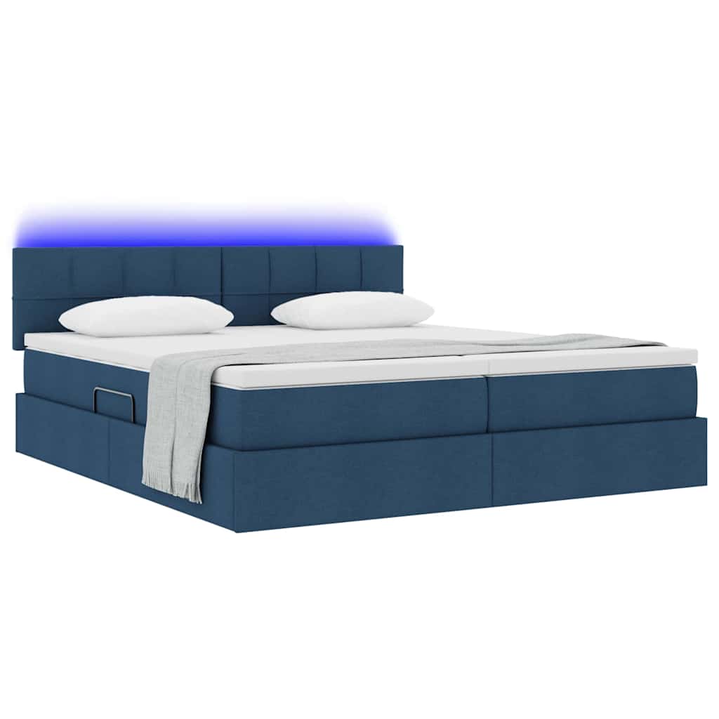 Letto con luci a strisce a LED Blu 200 x 200 cm Tessuto 3371572