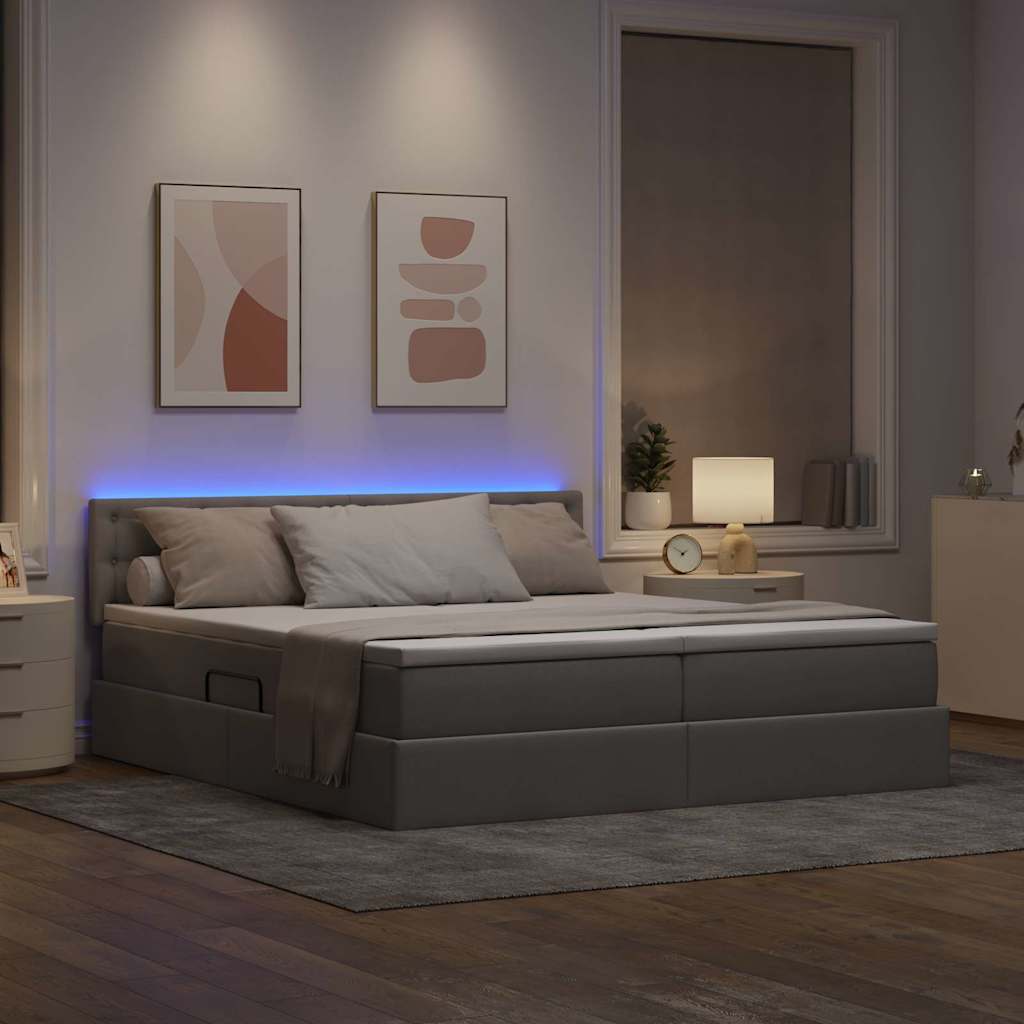 Letto con luci a strisce a LED Talpa 200 x 200 cm Tessuto 3371594