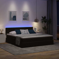 Letto con luci a strisce a LED Nero 180 x 200 cm Velluto 3371611