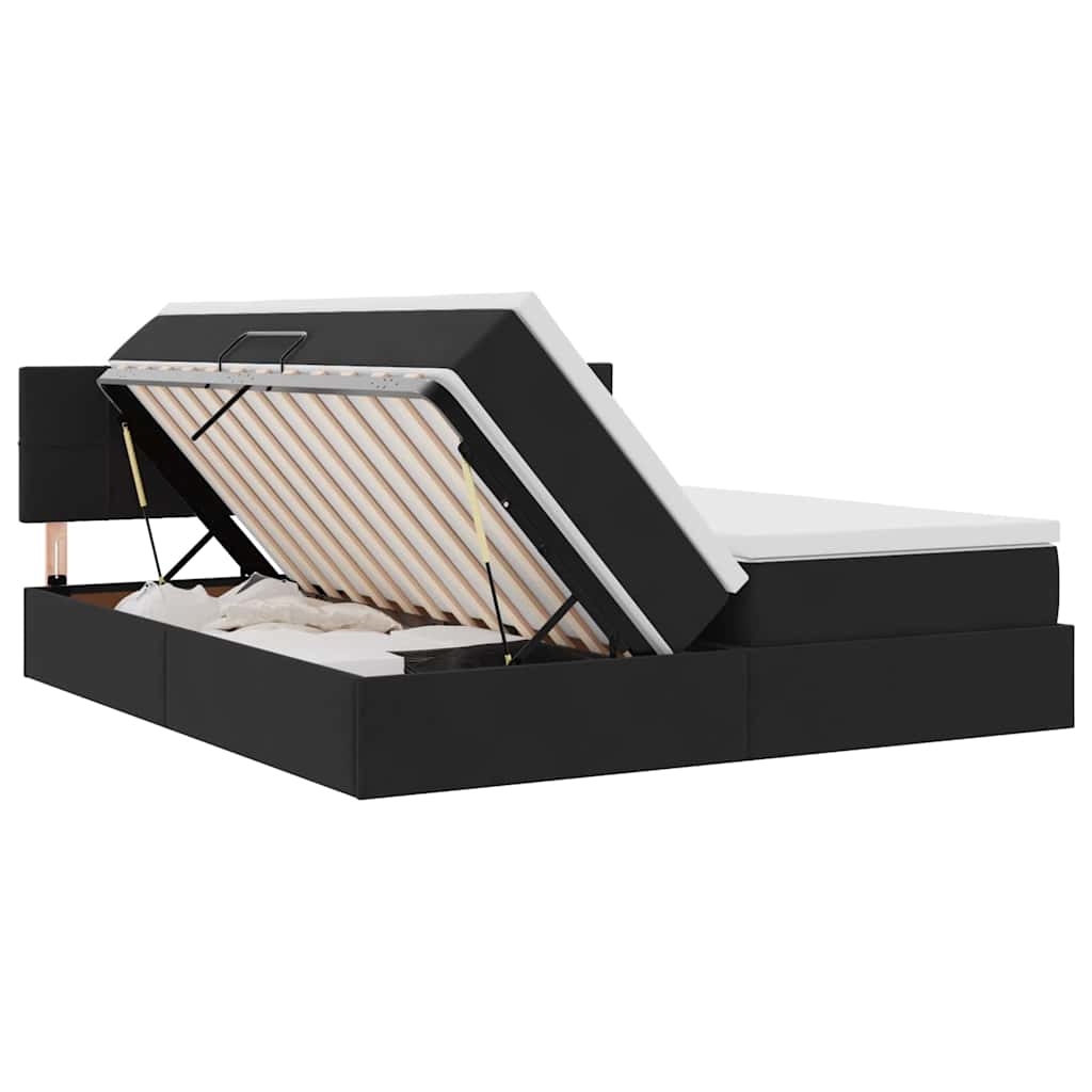 Letto con luci a strisce a LED Nero 180 x 200 cm Velluto 3371611