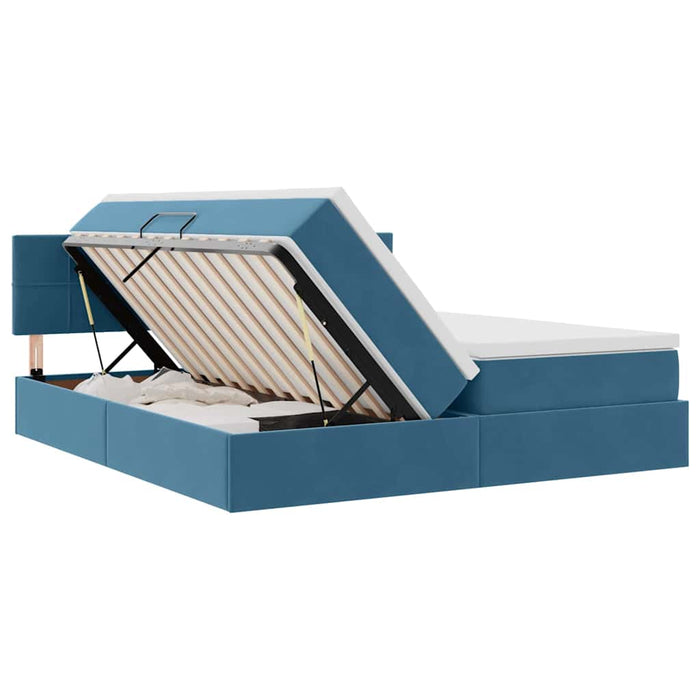 Letto con luci a strisce a LED Blu Scuro 200 x 200 cm Velluto 3371619