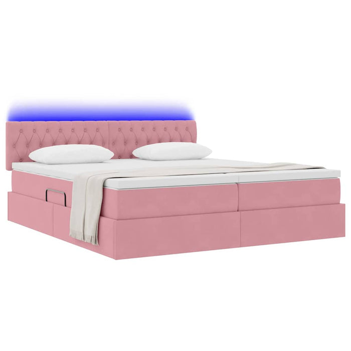 Letto con luci a strisce a LED Rosa 200 x 200 cm Velluto 3371632