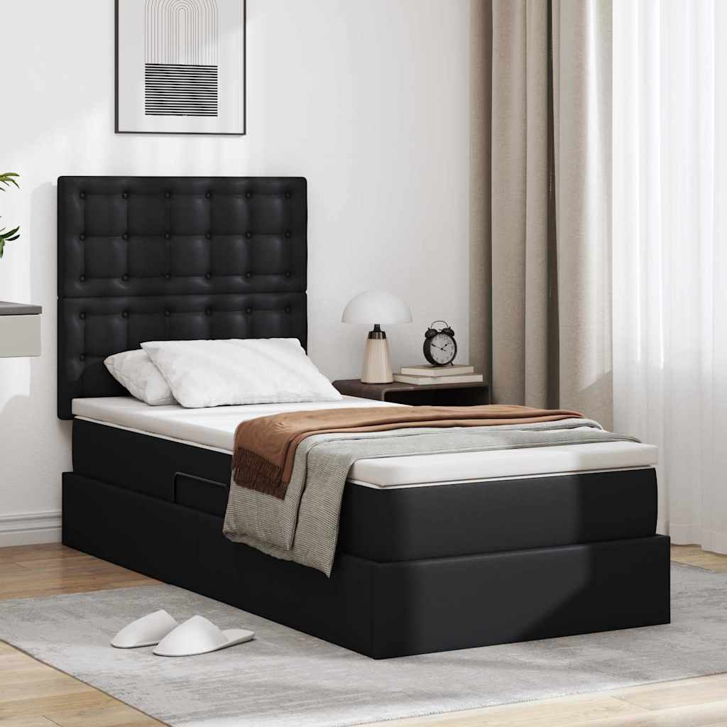 Letto con Contenitore Nero 100 x 200 cm Pelle Sintetica 3371653