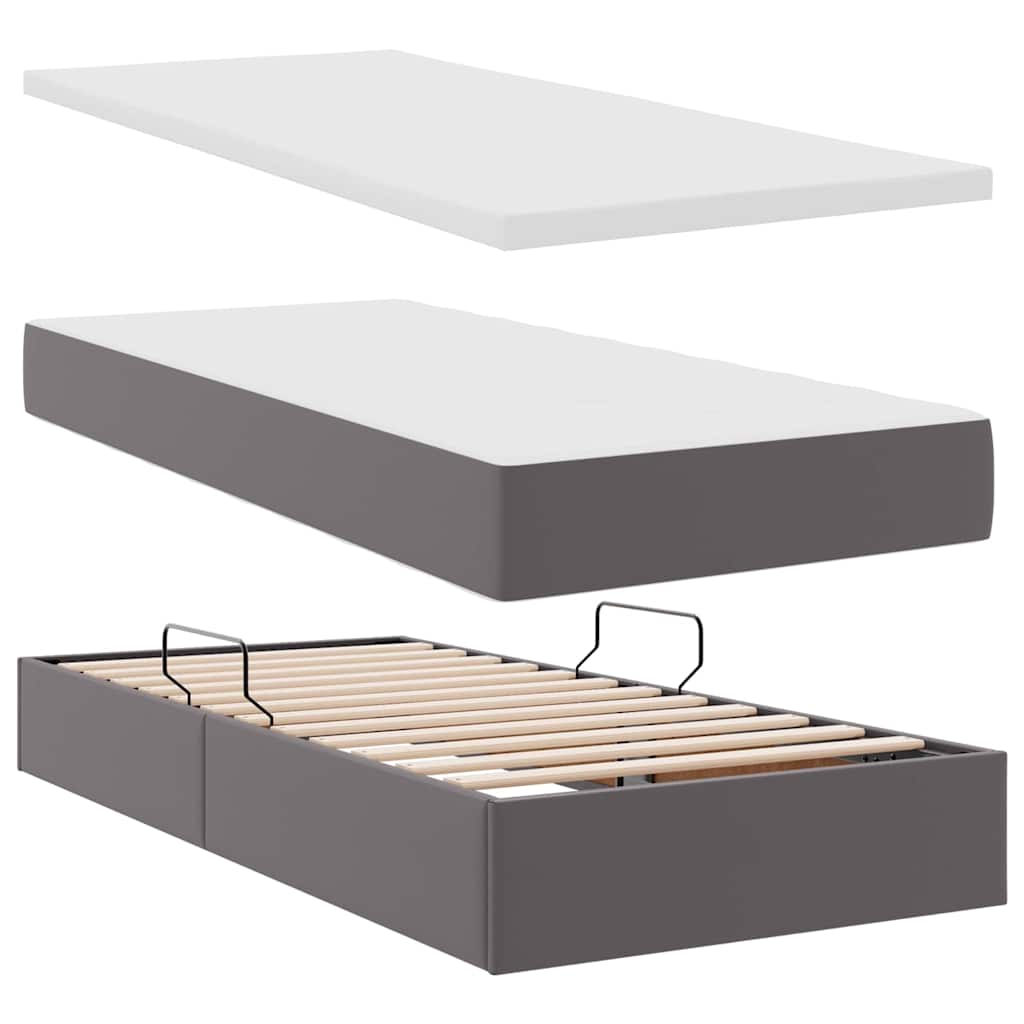 Letto con Contenitore Grigio 100 x 200 cm Pelle Sintetica 3371655