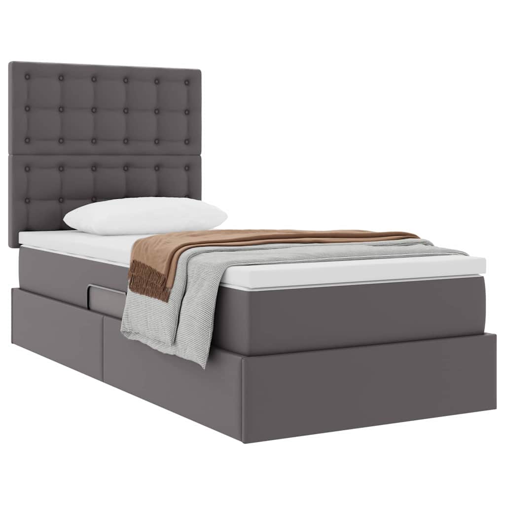 Letto con Contenitore Grigio 100 x 200 cm Pelle Sintetica 3371655