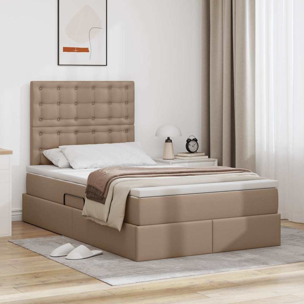 Letto con Contenitore Cappuccino 120 x 200 cm Pelle Sintetica
