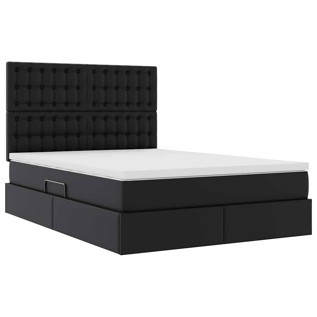 Letto con Contenitore Nero 140 x 200 cm Pelle Sintetica