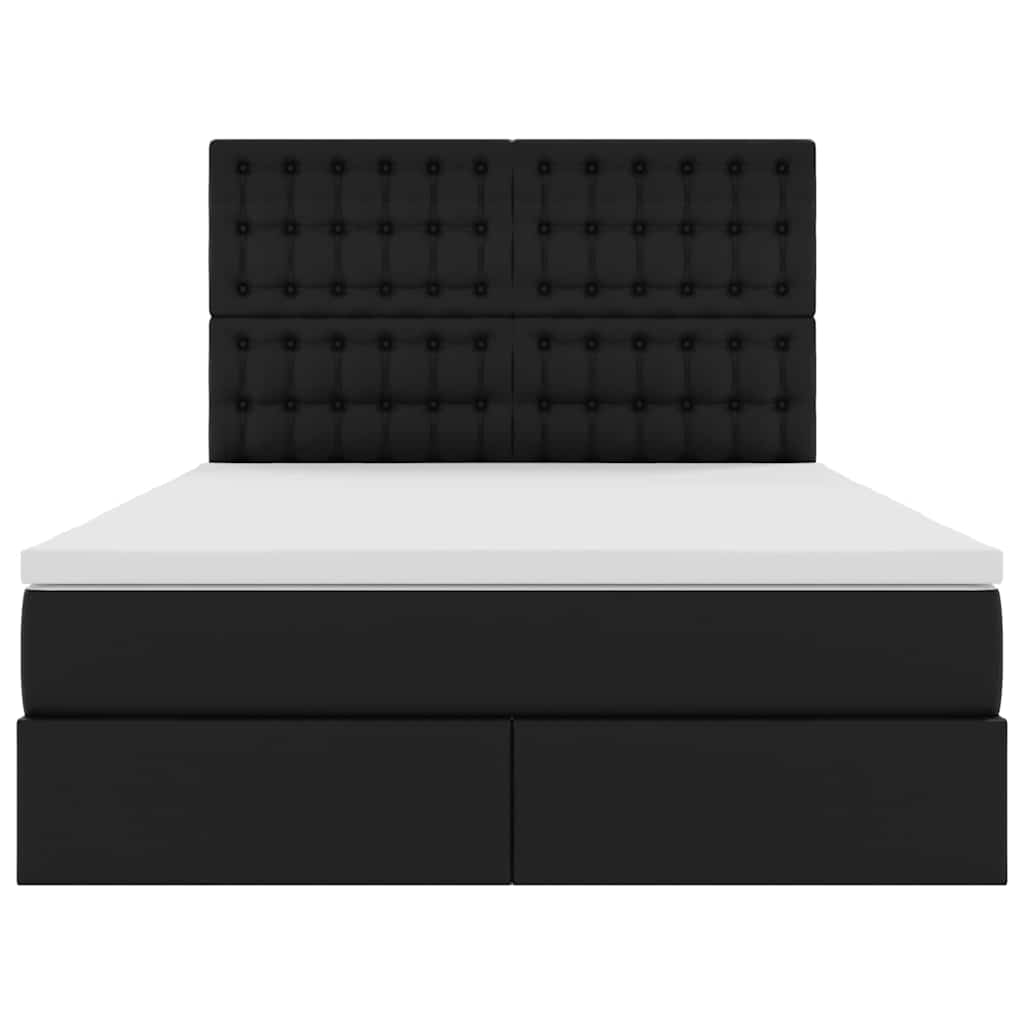 Letto con Contenitore Nero 140 x 200 cm Pelle Sintetica
