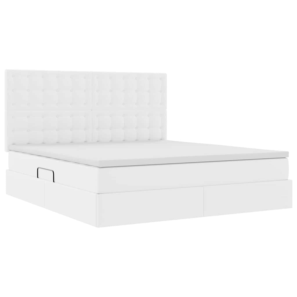 Letto con Contenitore Bianco Puro 160 x 200 cm Pelle Sintetica 3371674