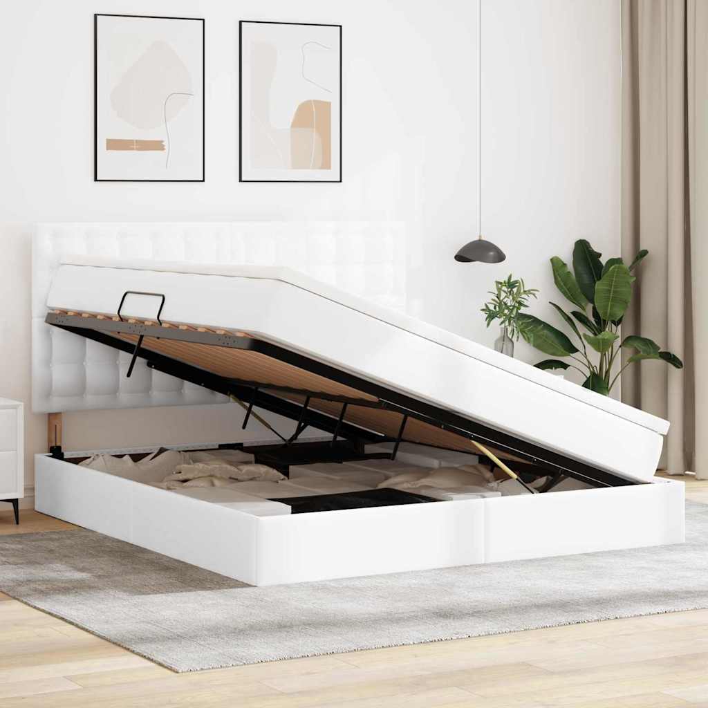 Letto con Contenitore Bianco Puro 180 x 200 cm Pelle Sintetica 3371678