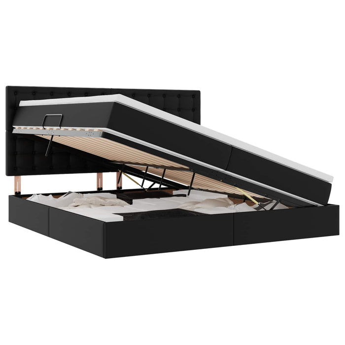 Letto con Contenitore Nero 200 x 200 cm Pelle Sintetica 3371681