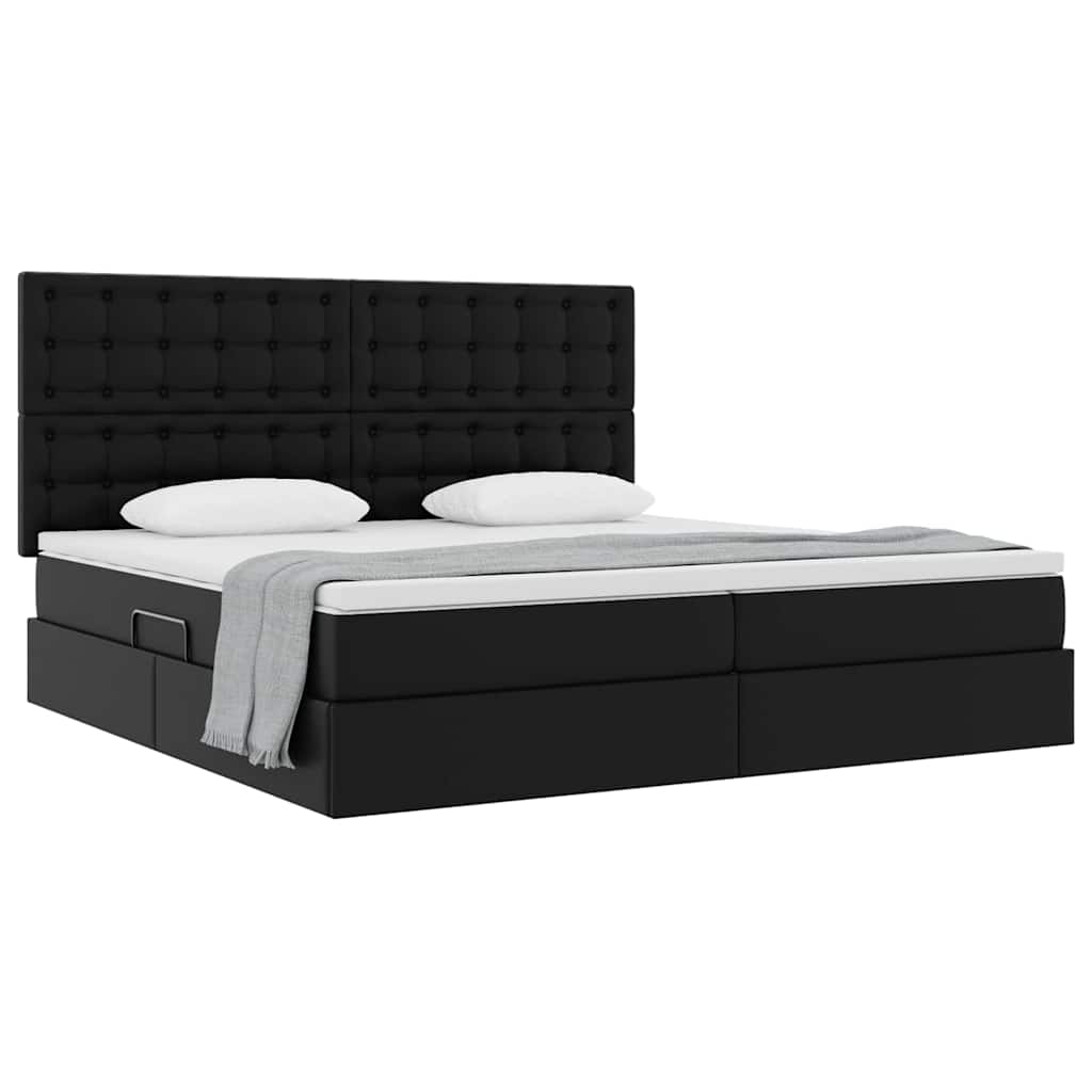 Letto con Contenitore Nero 200 x 200 cm Pelle Sintetica 3371681