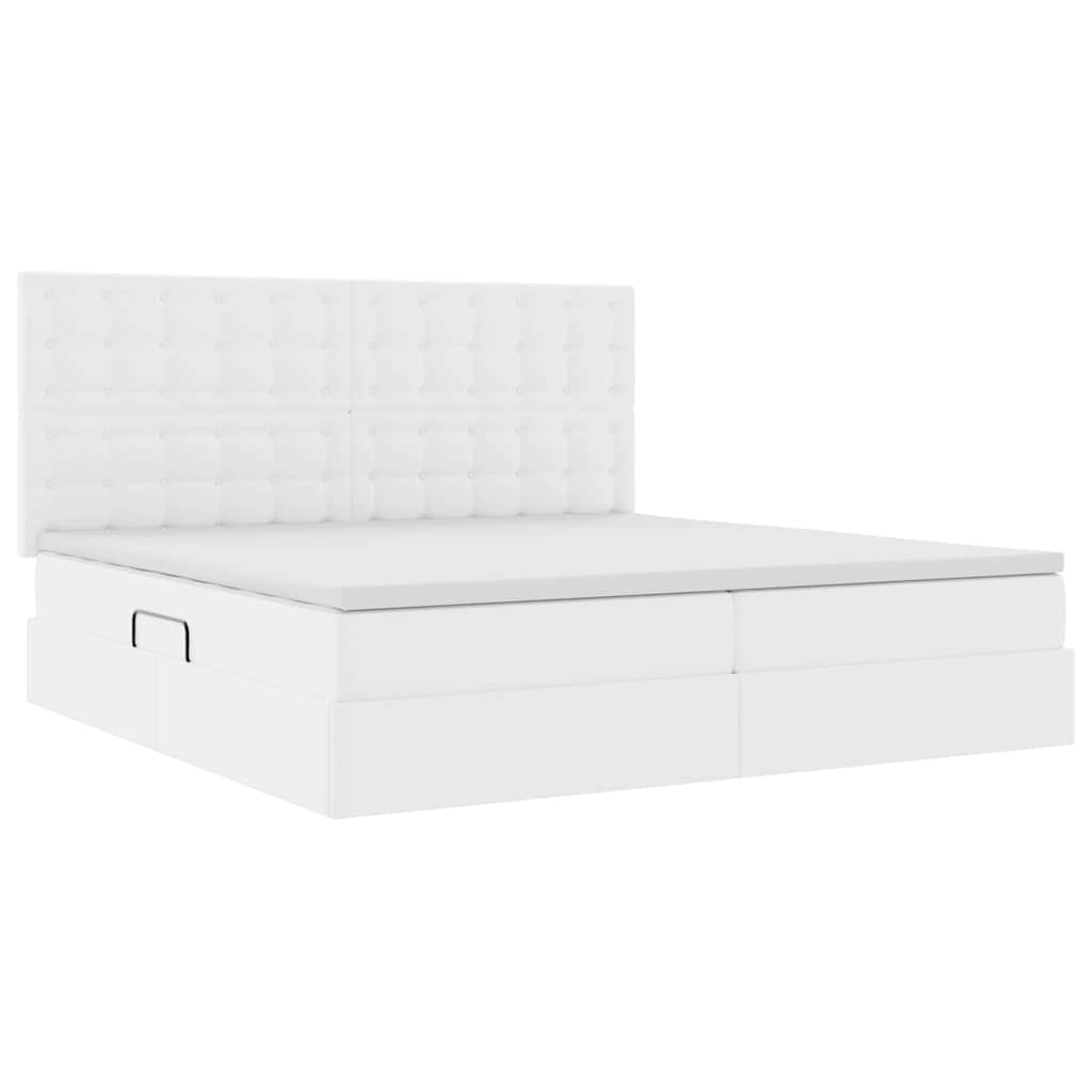 Letto con Contenitore Bianco Puro 200 x 200 cm Pelle Sintetica