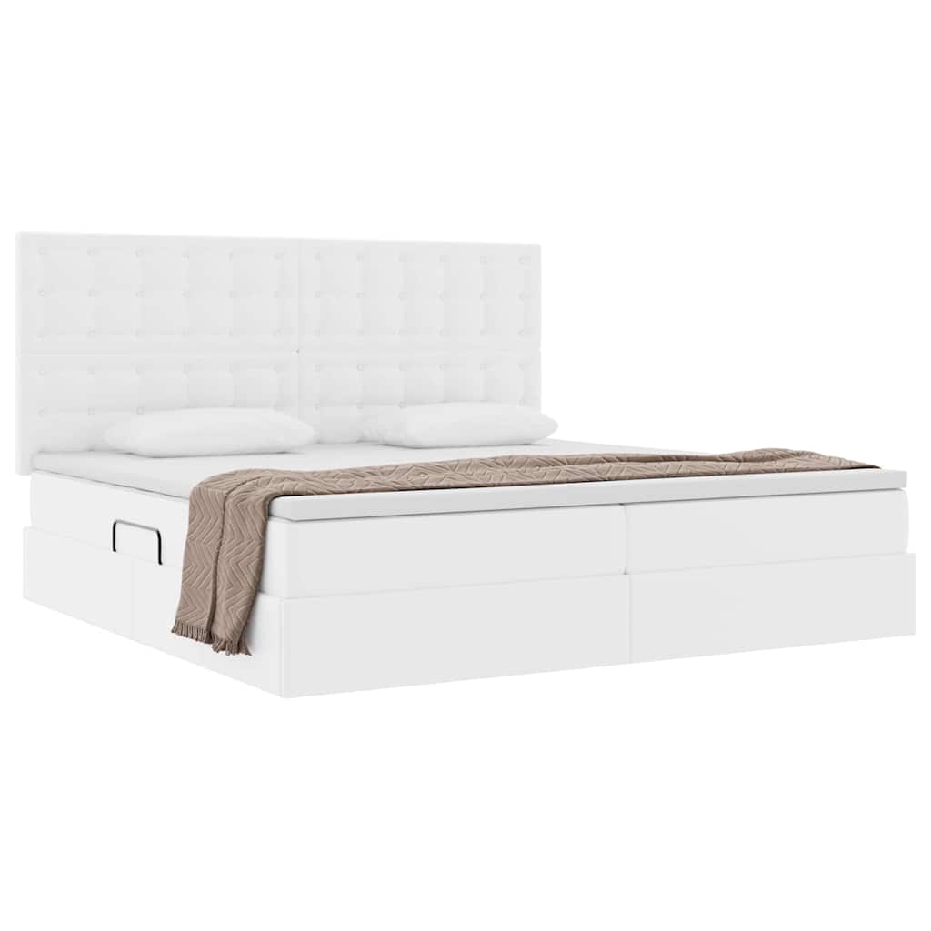 Letto con Contenitore Bianco Puro 200 x 200 cm Pelle Sintetica