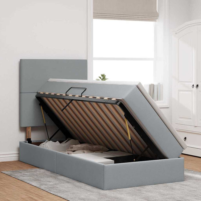 Letto con contenitore e materasso Grigio chiaro 90 x 200 cm 3371691