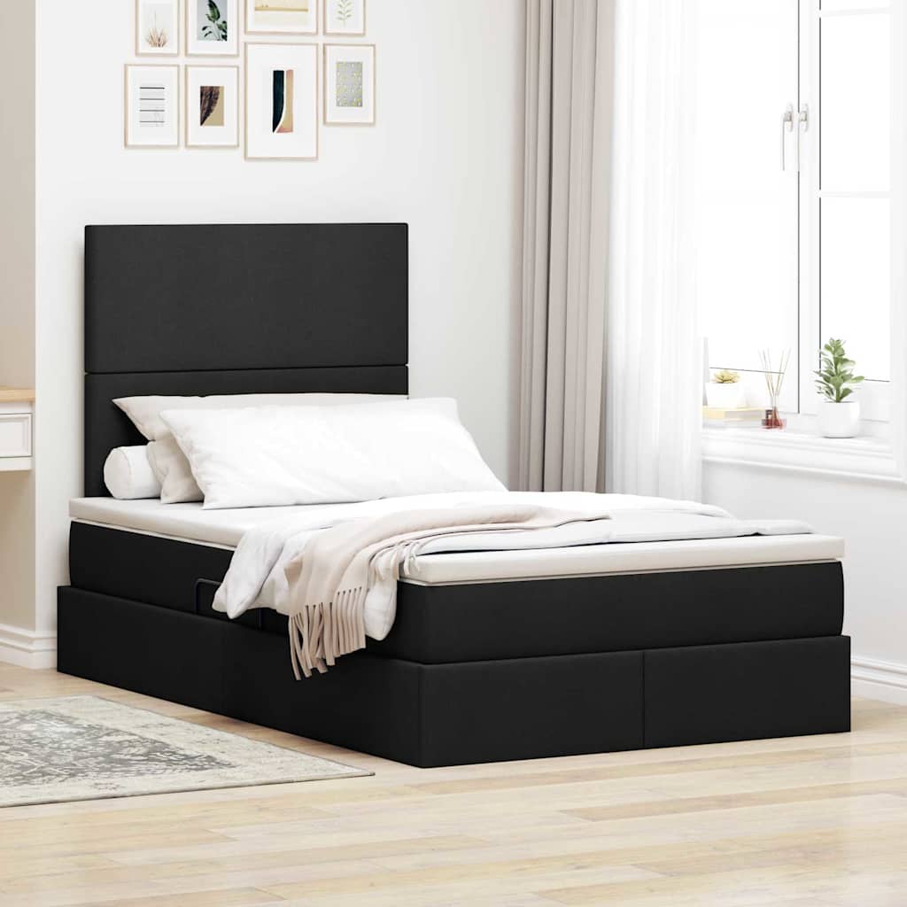 Letto con Contenitore Nero 120 x 200 cm Pelle Sintetica 3371711