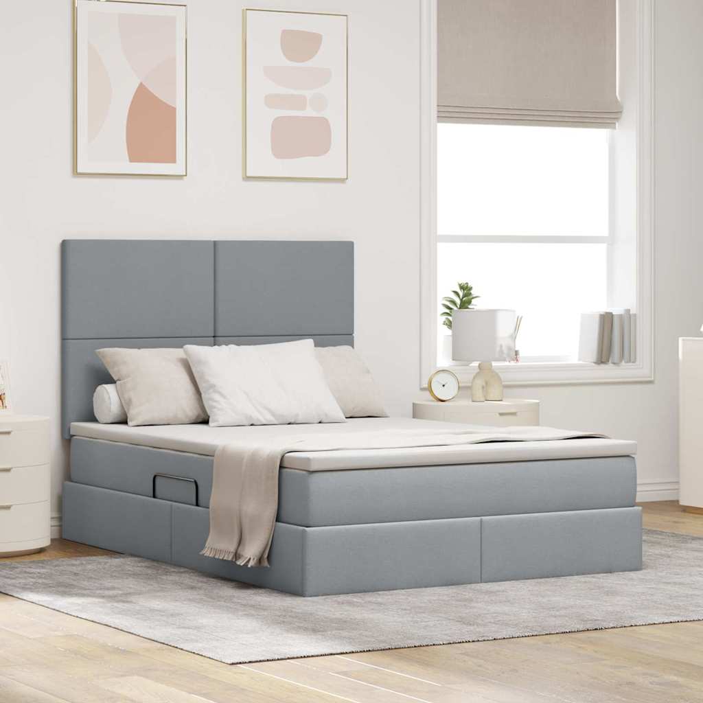 Letto con contenitore e materasso Grigio chiaro 140 x 200 cm