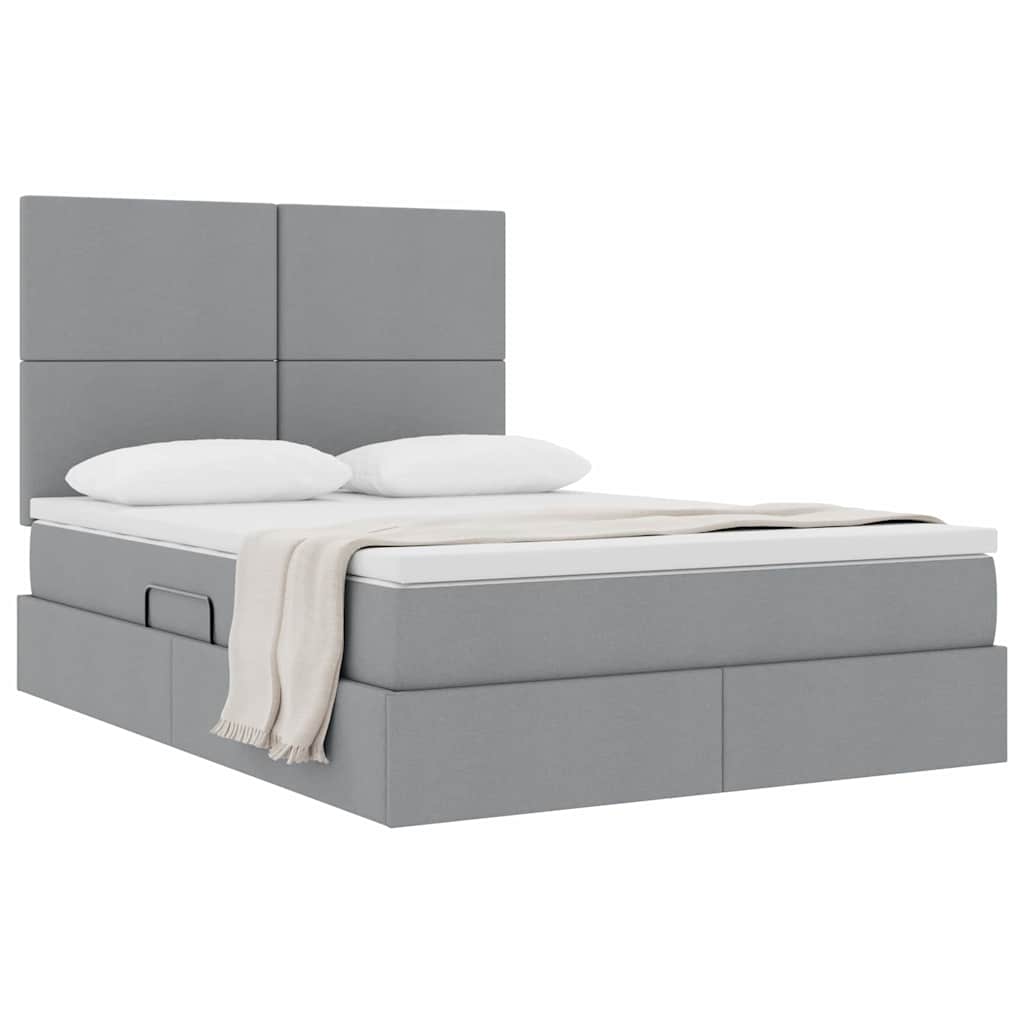 Letto con contenitore e materasso Grigio chiaro 140 x 200 cm