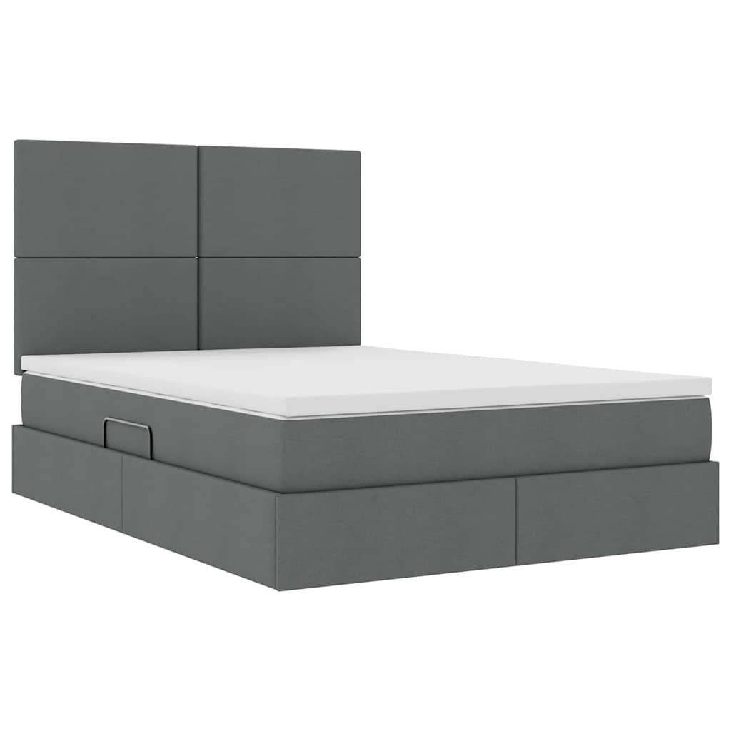Letto con contenitore e materasso Grigio scuro 140 x 200 cm