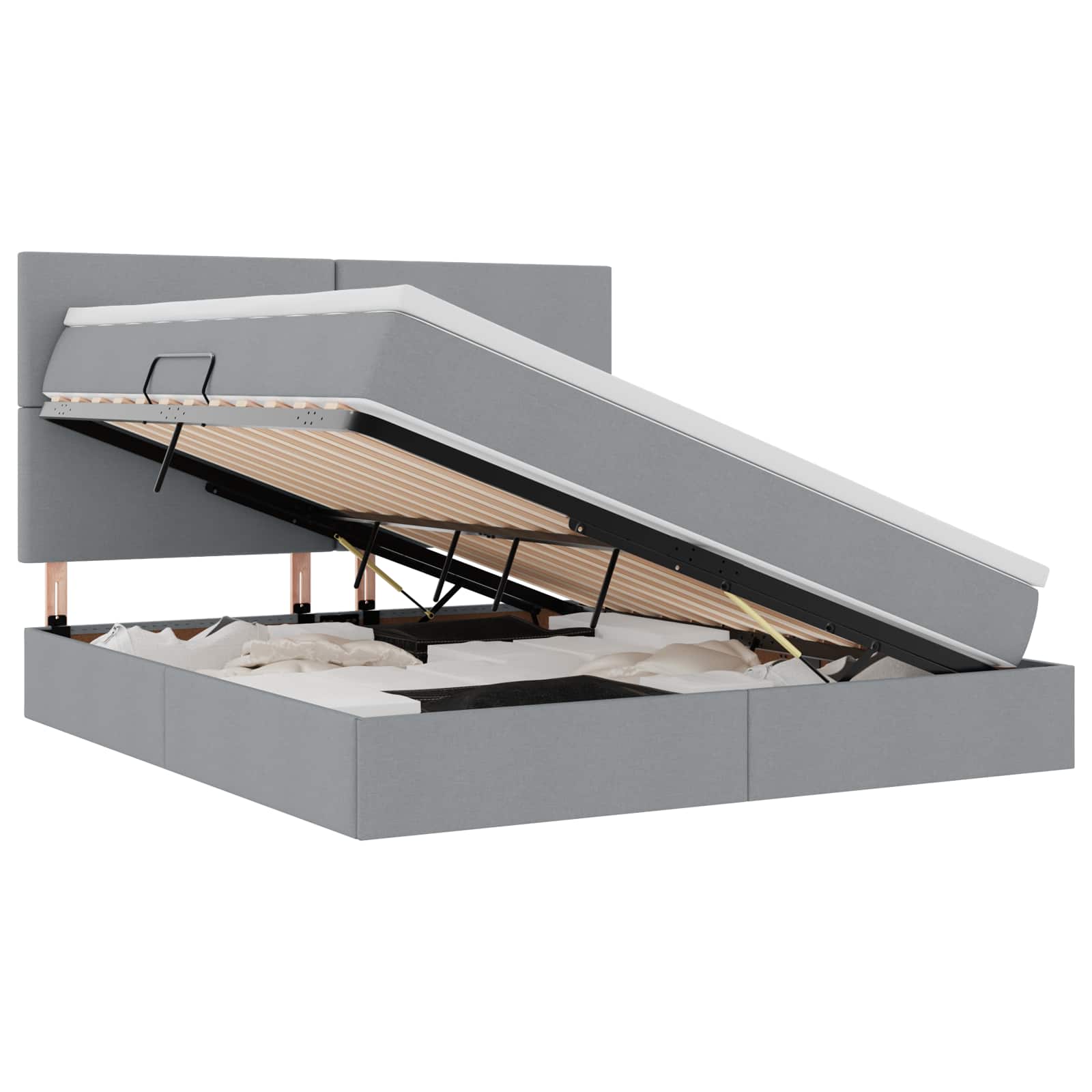 Letto con Contenitore con materasso Grigio chiaro 160 x 200 cm 3371727